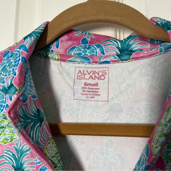 Alvins Island Sleeveless Floral Dress Turtle Pineapple Print Size Small - Picture 3 of 7